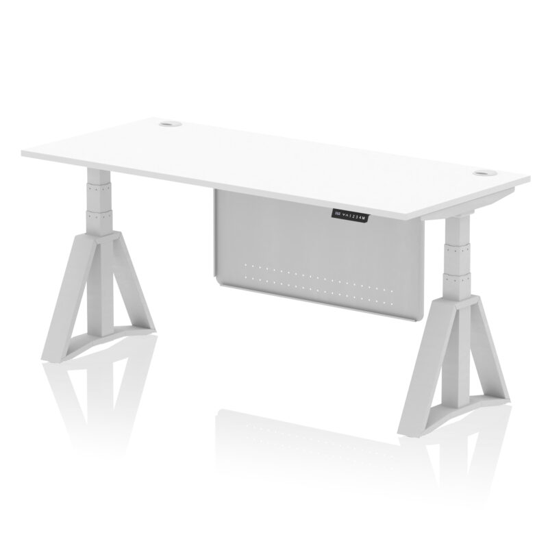 Breeze Height Adjustable Desk With Cable Ports With Steel Modesty Panel With Piste Foot - Image 12