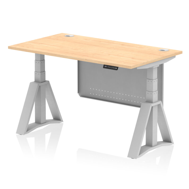 Breeze Height Adjustable Desk With Cable Ports With Steel Modesty Panel With Piste Foot - Image 14
