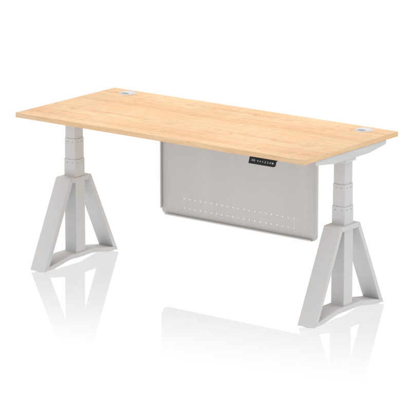 Breeze Height Adjustable Desk With Cable Ports With Steel Modesty Panel With Piste Foot - Image 16