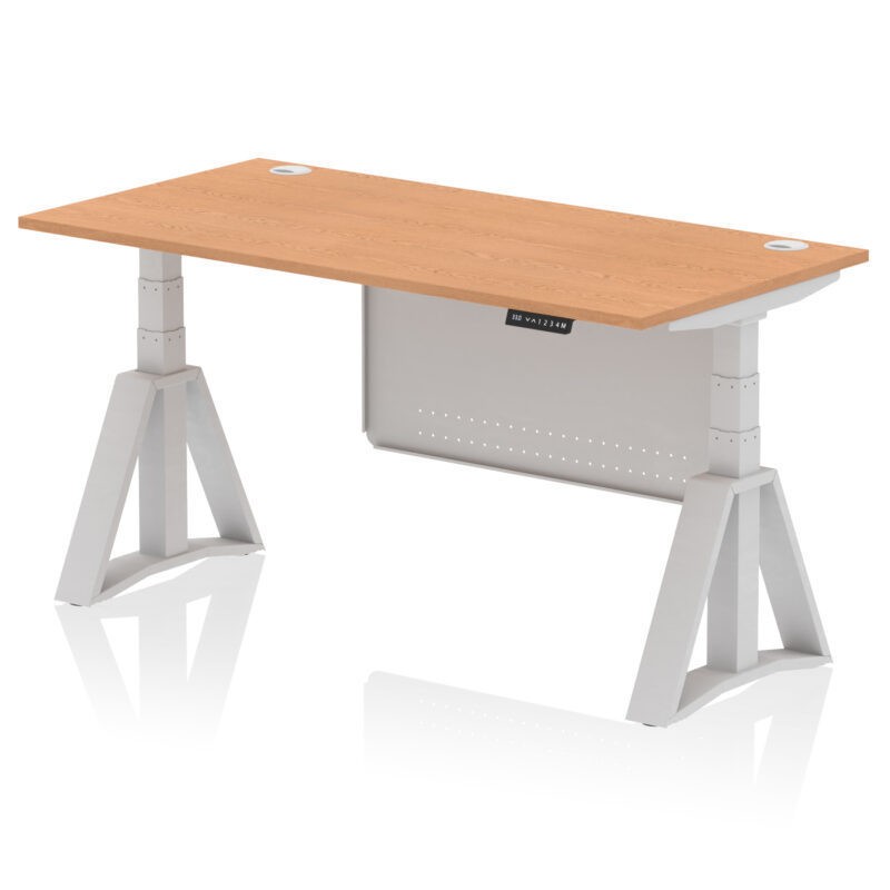 Breeze Height Adjustable Desk With Cable Ports With Steel Modesty Panel With Piste Foot - Image 19