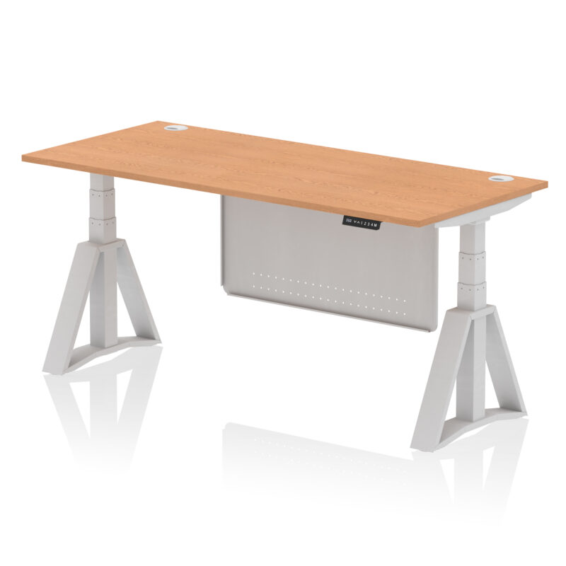 Breeze Height Adjustable Desk With Cable Ports With Steel Modesty Panel With Piste Foot - Image 20