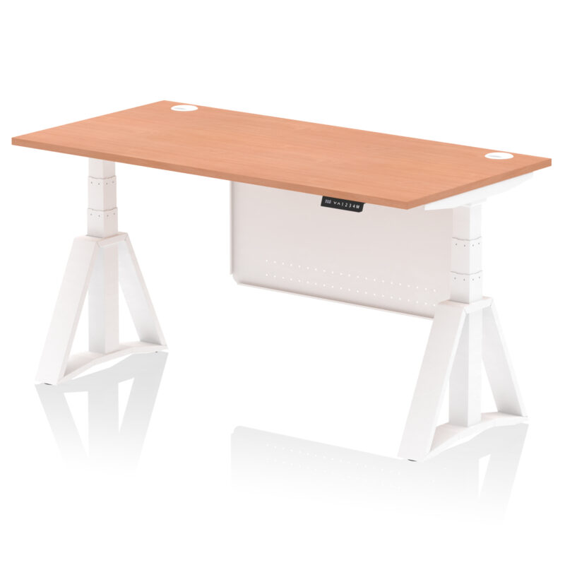 Breeze Height Adjustable Desk With Cable Ports With Steel Modesty Panel With Piste Foot - Image 23
