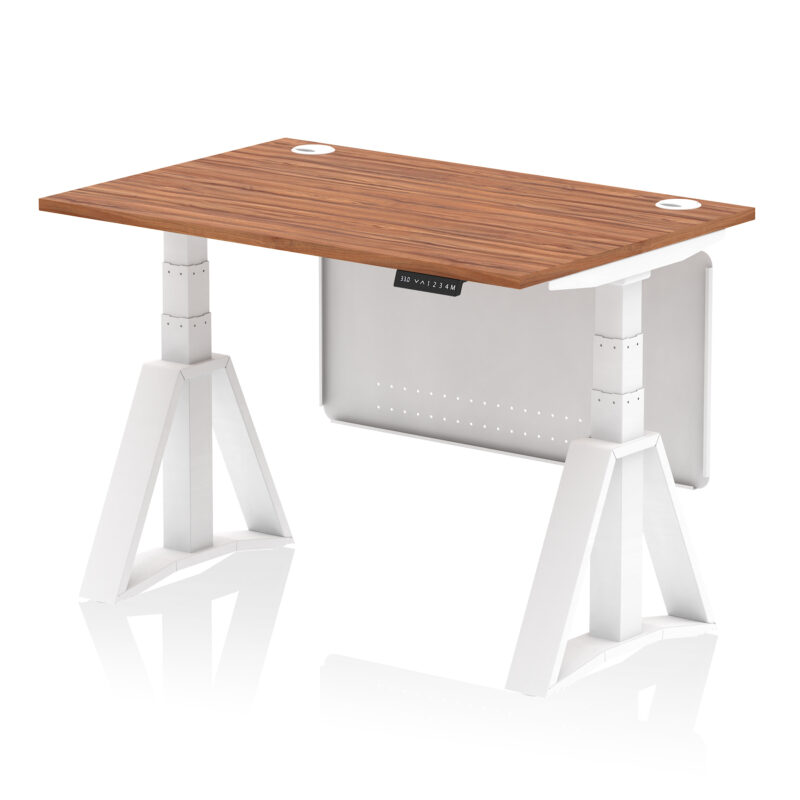 Breeze Height Adjustable Desk With Cable Ports With Steel Modesty Panel With Piste Foot - Image 25