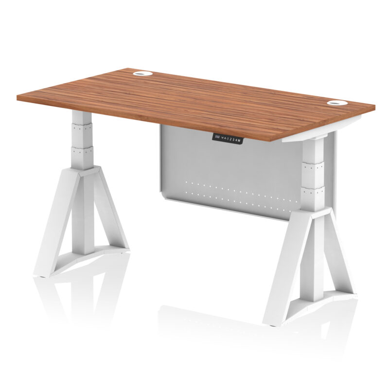 Breeze Height Adjustable Desk With Cable Ports With Steel Modesty Panel With Piste Foot - Image 26