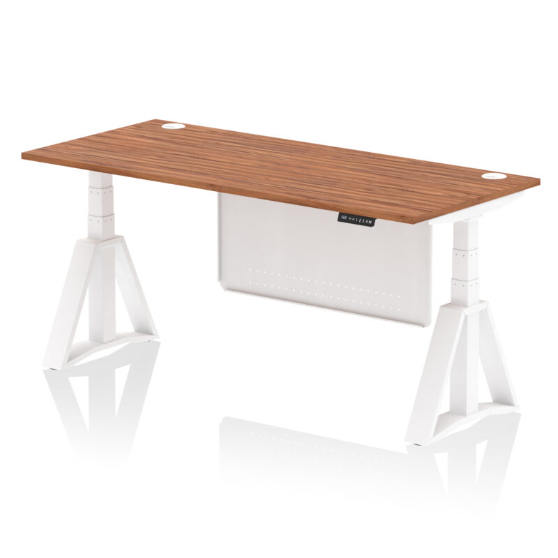 Breeze Height Adjustable Desk With Cable Ports With Steel Modesty Panel With Piste Foot - Image 28