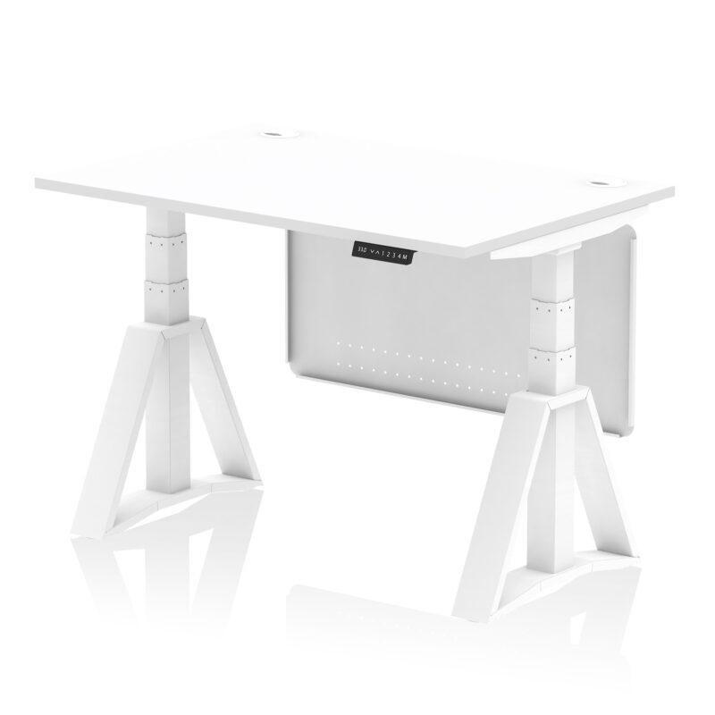 Breeze Height Adjustable Desk With Cable Ports With Steel Modesty Panel With Piste Foot - Image 29
