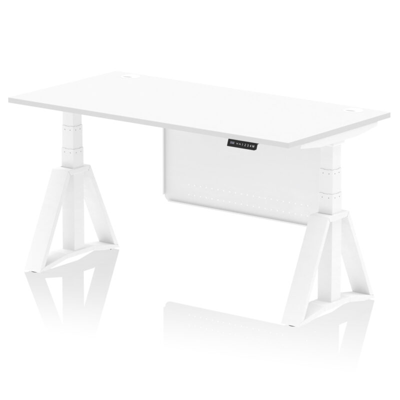 Breeze Height Adjustable Desk With Cable Ports With Steel Modesty Panel With Piste Foot - Image 31