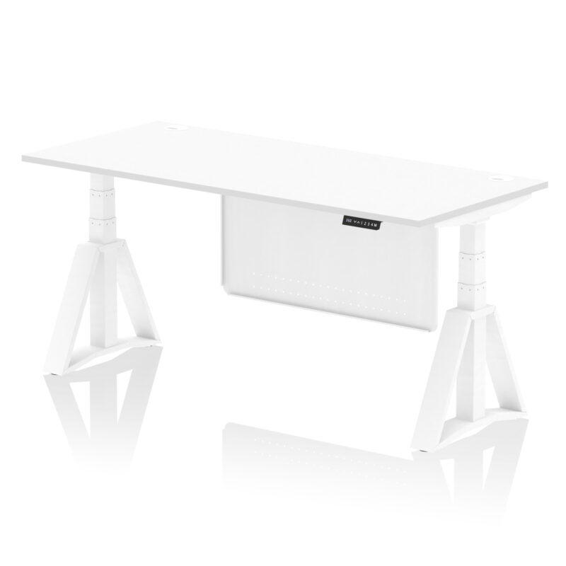 Breeze Height Adjustable Desk With Cable Ports With Steel Modesty Panel With Piste Foot - Image 32