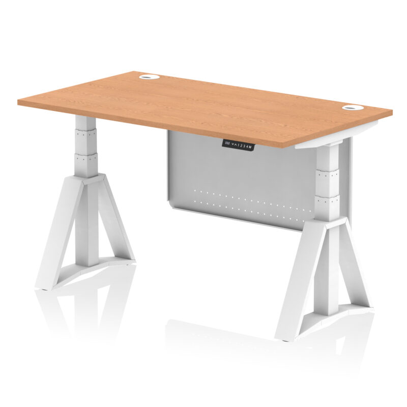 Breeze Height Adjustable Desk With Cable Ports With Steel Modesty Panel With Piste Foot - Image 38