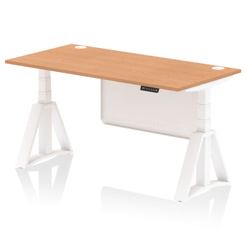 Breeze Height Adjustable Desk With Cable Ports With Steel Modesty Panel With Piste Foot - Image 39