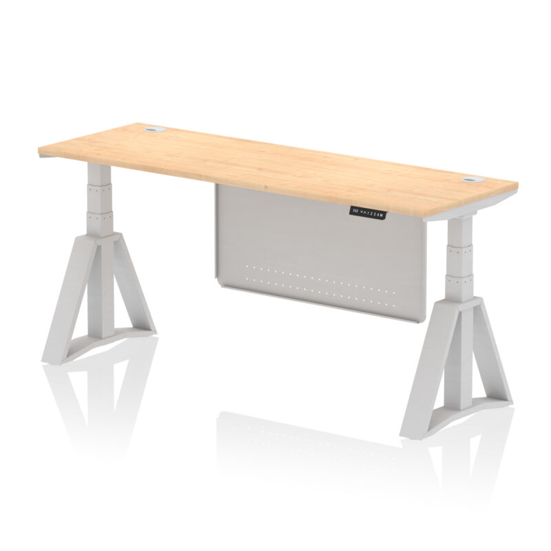 Breeze Height Adjustable Slimline Desk With Cable Ports With Steel Modesty Panel With Piste Foot - Image 16
