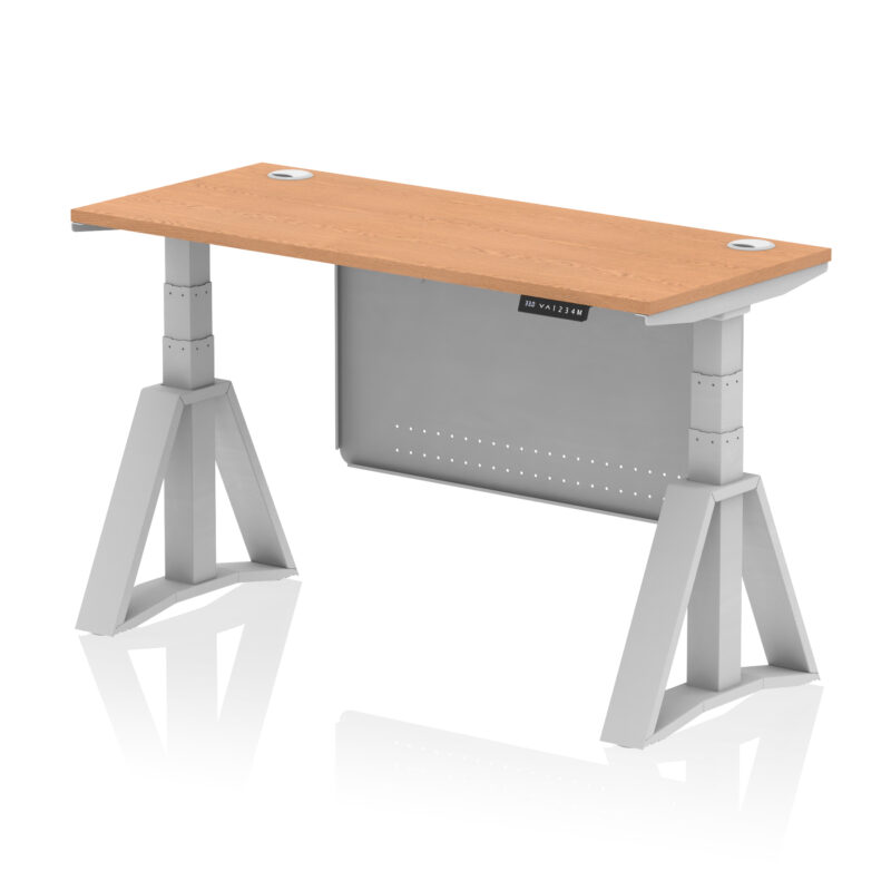 Breeze Height Adjustable Slimline Desk With Cable Ports With Steel Modesty Panel With Piste Foot - Image 18