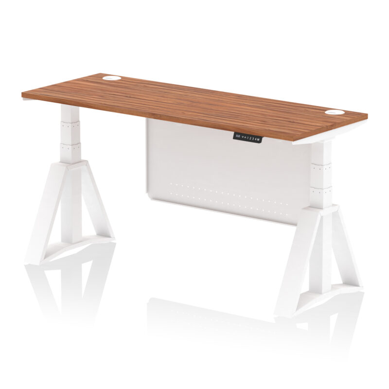 Breeze Height Adjustable Slimline Desk With Cable Ports With Steel Modesty Panel With Piste Foot - Image 27