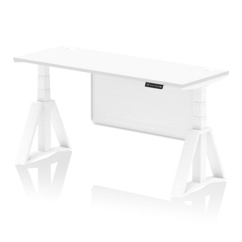 Breeze Height Adjustable Slimline Desk With Cable Ports With Steel Modesty Panel With Piste Foot - Image 31