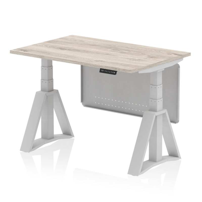 Breeze Height Adjustable Desk without Cable Ports With Steel Modesty Panel With Piste Foot - Image 41