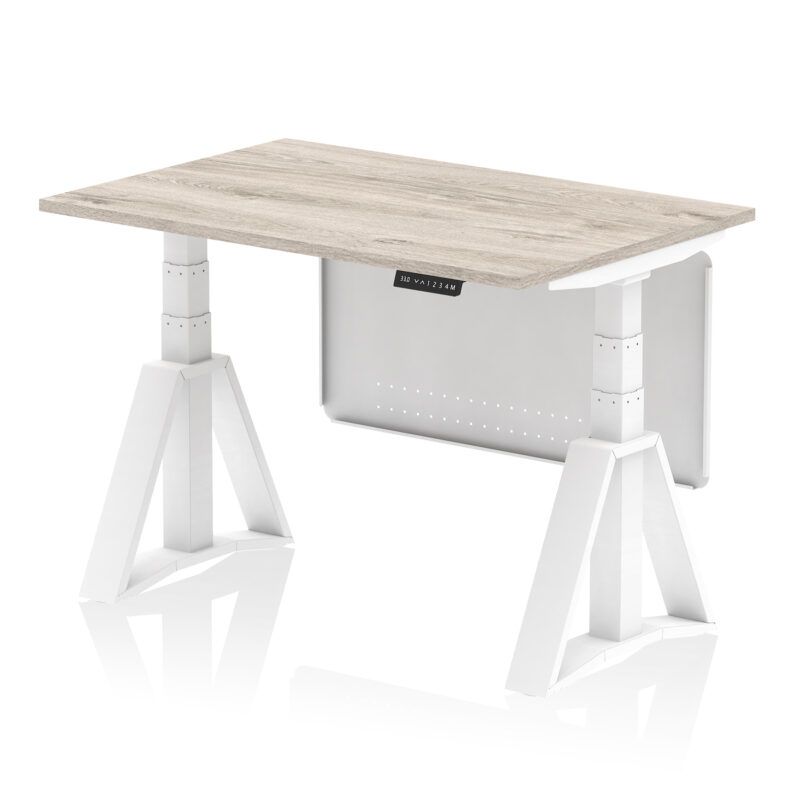 Breeze Height Adjustable Desk without Cable Ports With Steel Modesty Panel With Piste Foot - Image 42