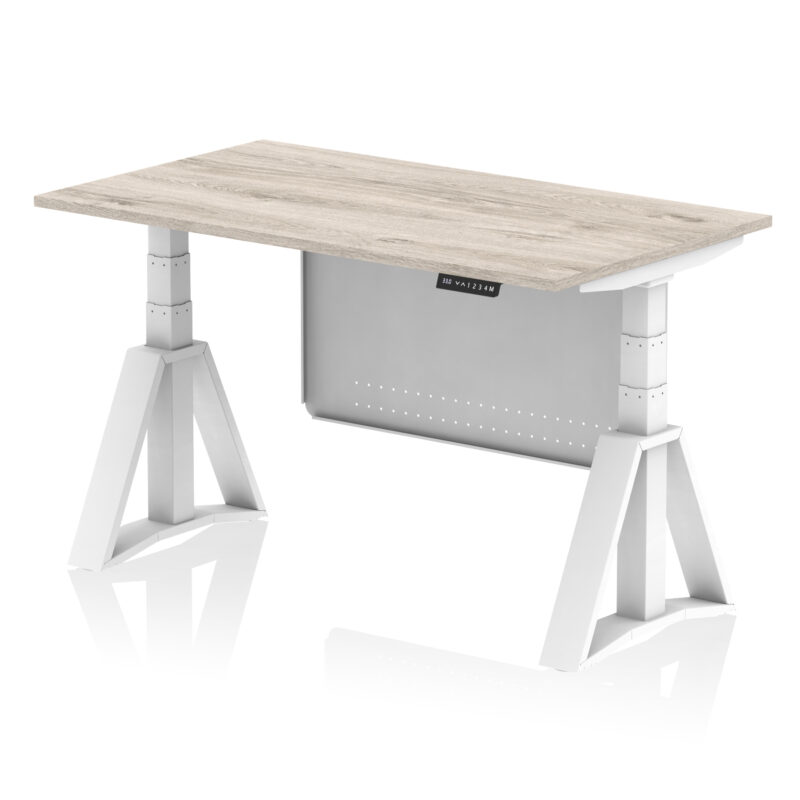 Breeze Height Adjustable Desk without Cable Ports With Steel Modesty Panel With Piste Foot - Image 44