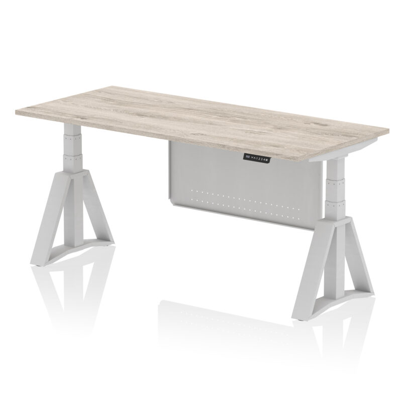 Breeze Height Adjustable Desk without Cable Ports With Steel Modesty Panel With Piste Foot - Image 47