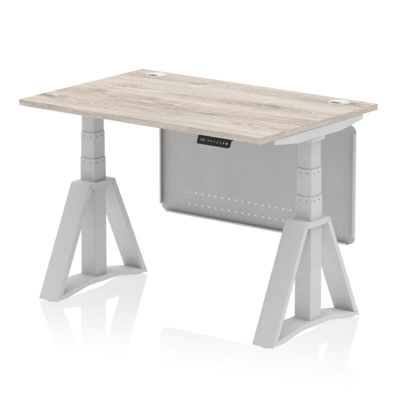Breeze Height Adjustable Desk With Cable Ports With Steel Modesty Panel With Piste Foot - Image 41