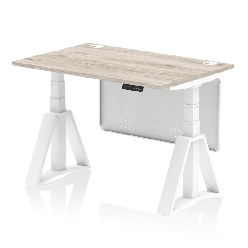Breeze Height Adjustable Desk With Cable Ports With Steel Modesty Panel With Piste Foot - Image 42