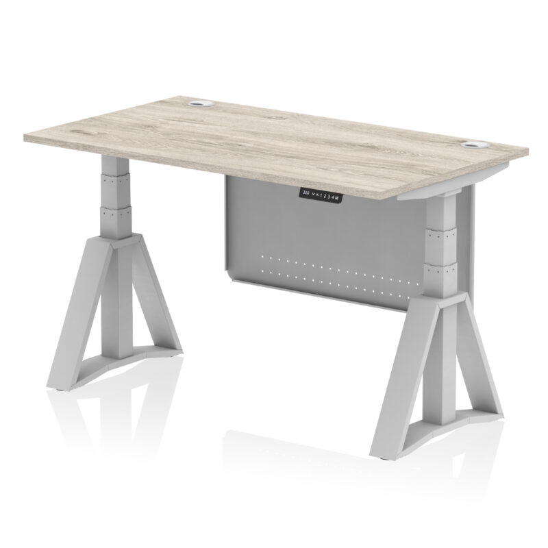 Breeze Height Adjustable Desk With Cable Ports With Steel Modesty Panel With Piste Foot - Image 43