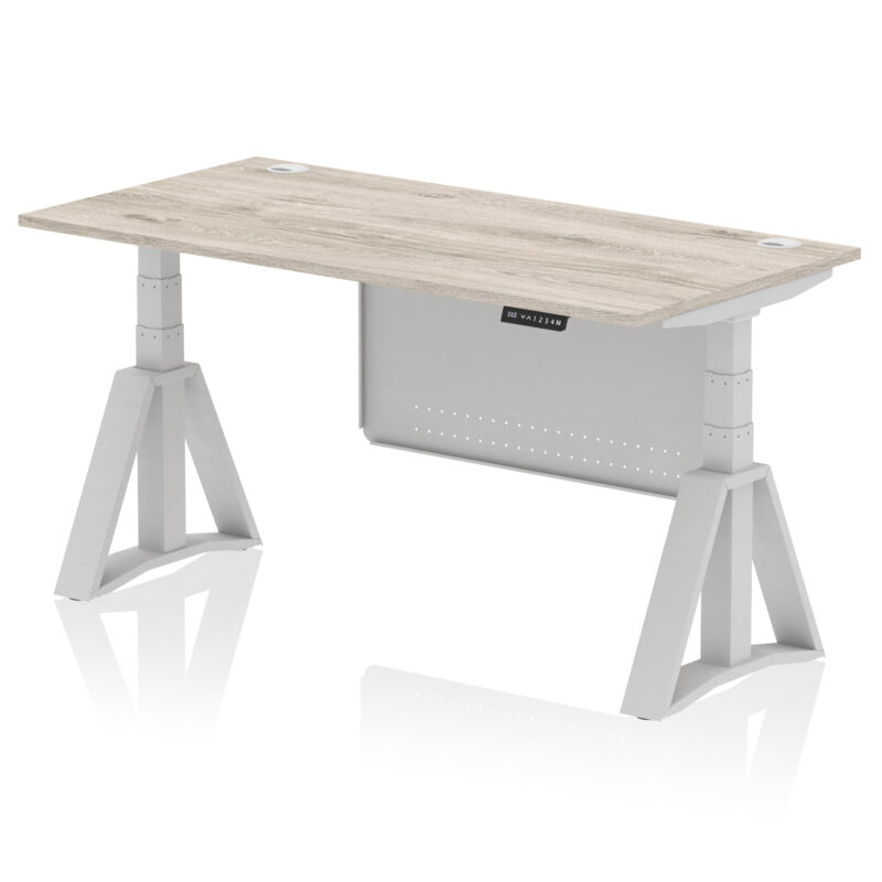 Breeze Height Adjustable Desk With Cable Ports With Steel Modesty Panel With Piste Foot - Image 45