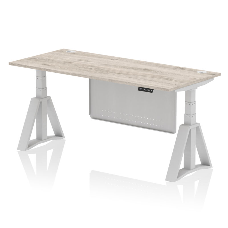 Breeze Height Adjustable Desk With Cable Ports With Steel Modesty Panel With Piste Foot - Image 47