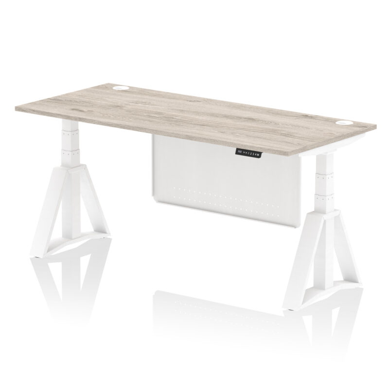 Breeze Height Adjustable Desk With Cable Ports With Steel Modesty Panel With Piste Foot - Image 48