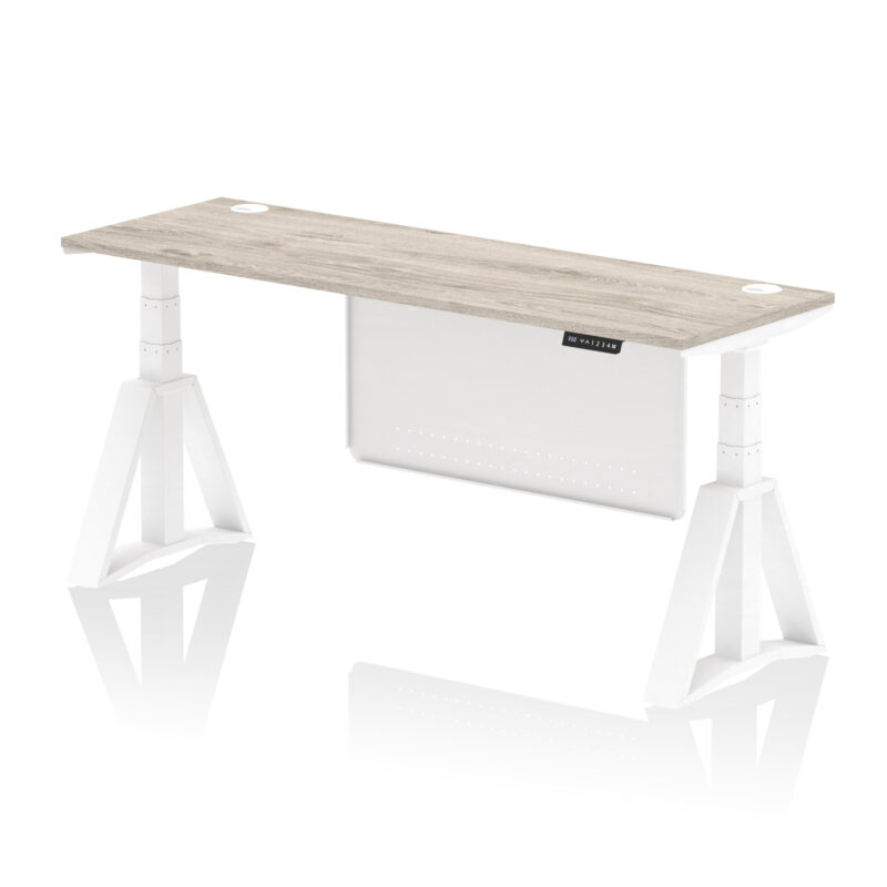 Breeze Height Adjustable Slimline Desk With Cable Ports With Steel Modesty Panel With Piste Foot - Image 48