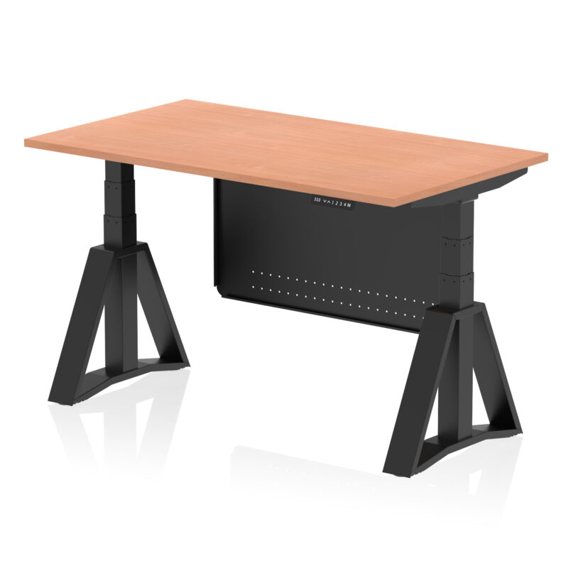 Breeze Height Adjustable Desk without Cable Ports With Steel Modesty Panel With Piste Foot - Image 50