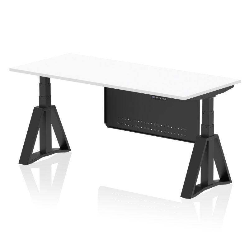 Breeze Height Adjustable Desk without Cable Ports With Steel Modesty Panel With Piste Foot - Image 60