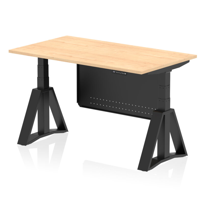 Breeze Height Adjustable Desk without Cable Ports With Steel Modesty Panel With Piste Foot - Image 62
