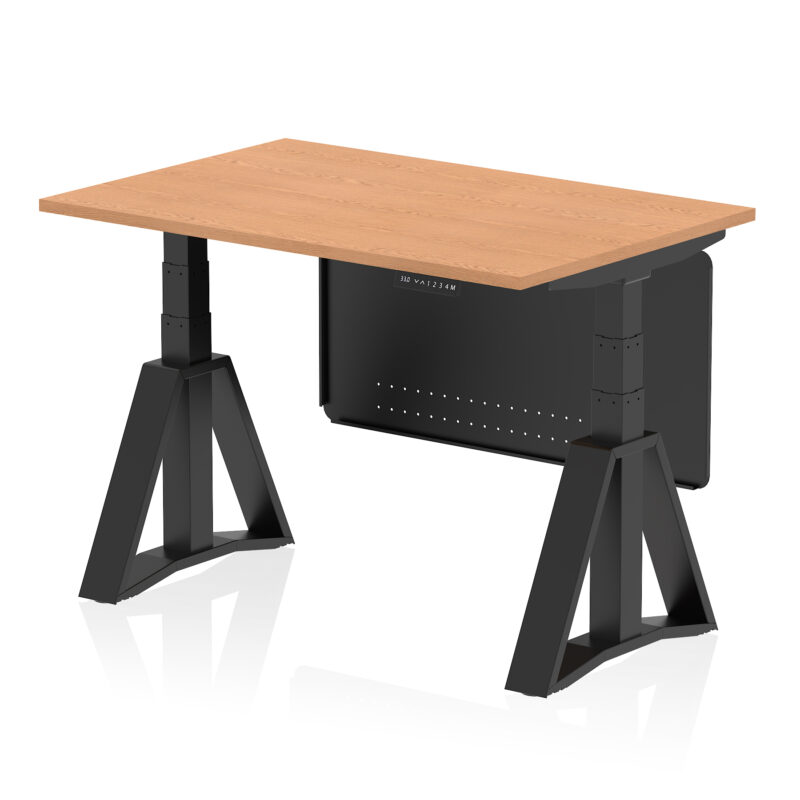 Breeze Height Adjustable Desk without Cable Ports With Steel Modesty Panel With Piste Foot - Image 65