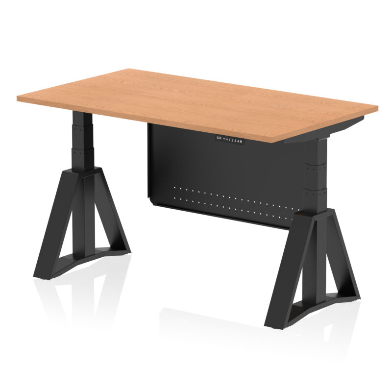 Breeze Height Adjustable Desk without Cable Ports With Steel Modesty Panel With Piste Foot - Image 66