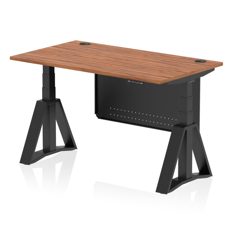 Breeze Height Adjustable Desk With Cable Ports With Steel Modesty Panel With Piste Foot - Image 54