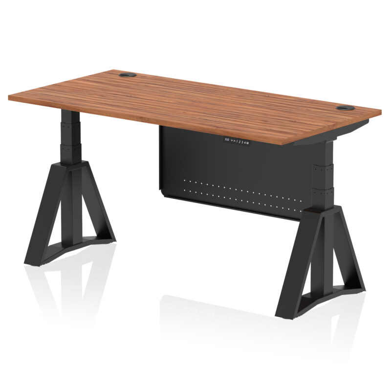 Breeze Height Adjustable Desk With Cable Ports With Steel Modesty Panel With Piste Foot - Image 55