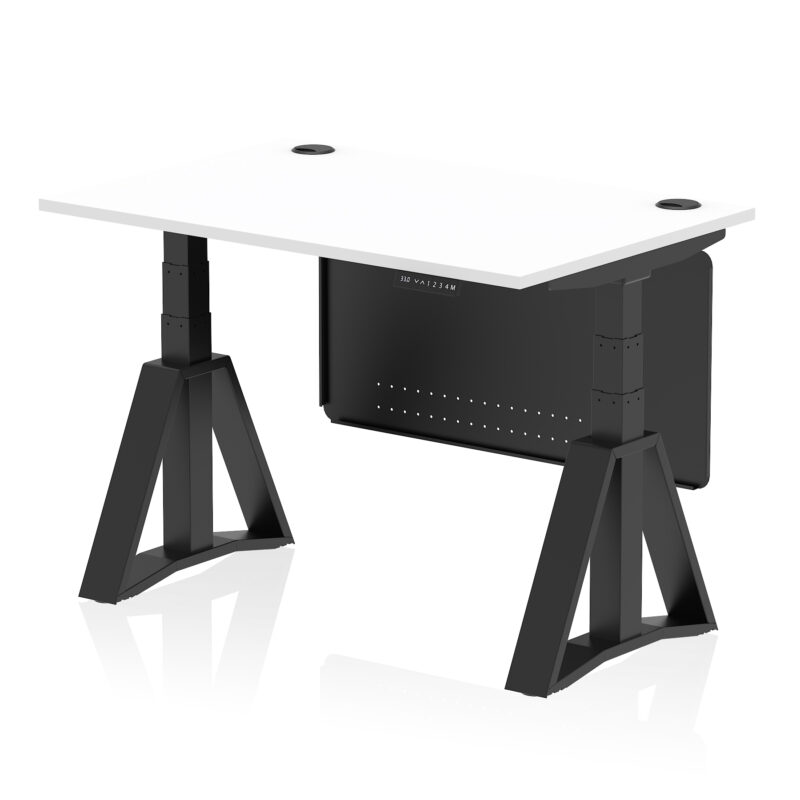 Breeze Height Adjustable Desk With Cable Ports With Steel Modesty Panel With Piste Foot - Image 57