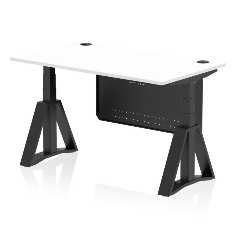 Breeze Height Adjustable Desk With Cable Ports With Steel Modesty Panel With Piste Foot - Image 58