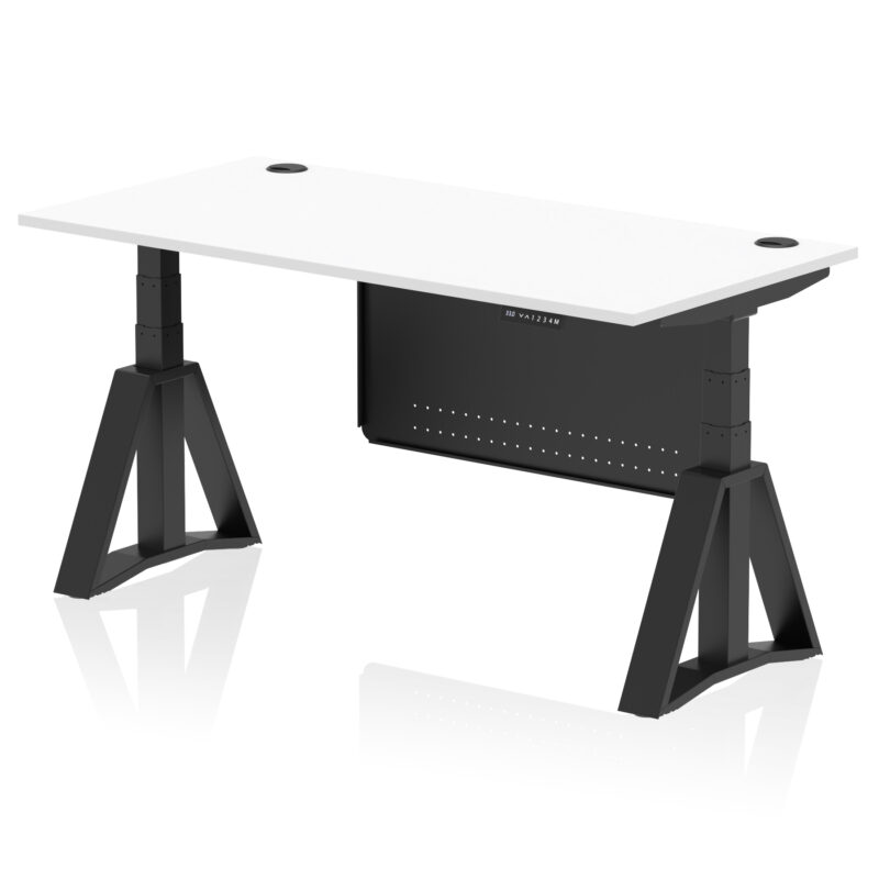 Breeze Height Adjustable Desk With Cable Ports With Steel Modesty Panel With Piste Foot - Image 59