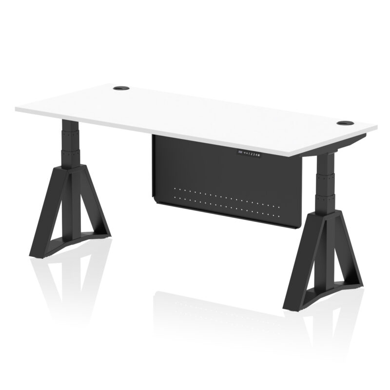 Breeze Height Adjustable Desk With Cable Ports With Steel Modesty Panel With Piste Foot - Image 60