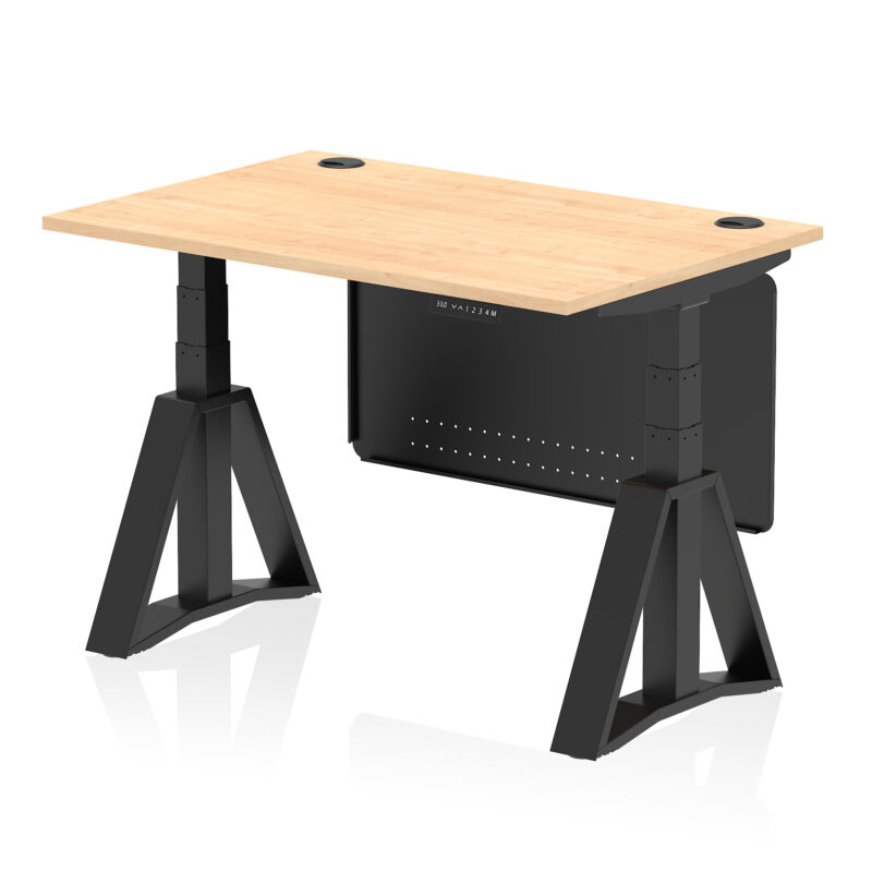 Breeze Height Adjustable Desk With Cable Ports With Steel Modesty Panel With Piste Foot - Image 61