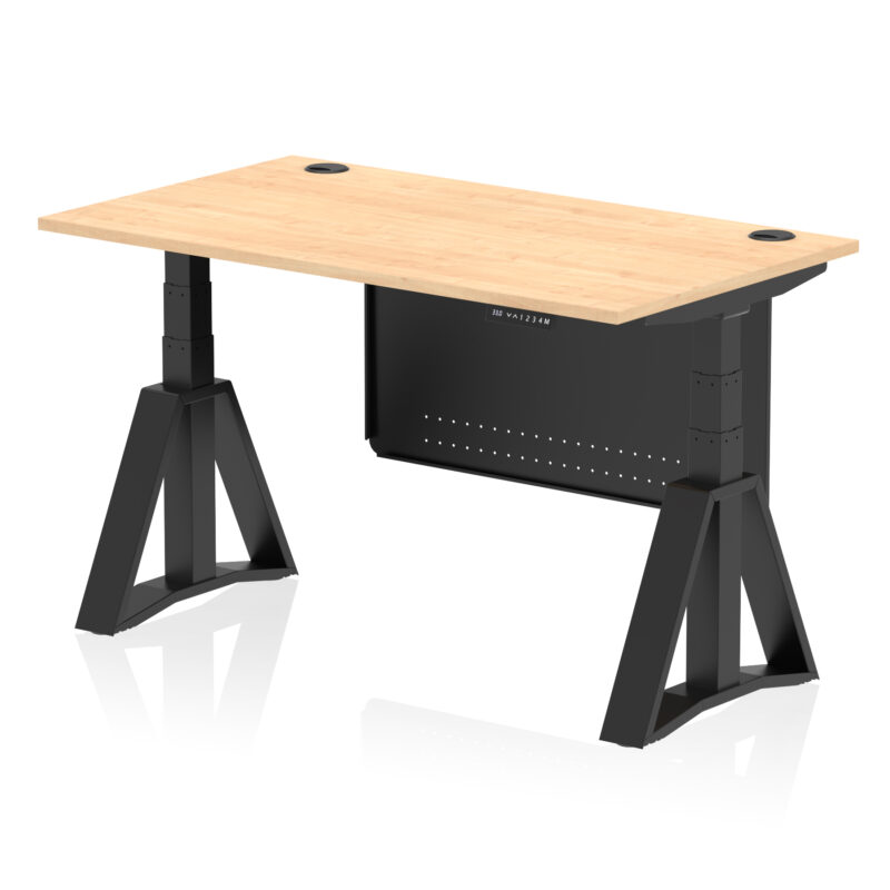 Breeze Height Adjustable Desk With Cable Ports With Steel Modesty Panel With Piste Foot - Image 62