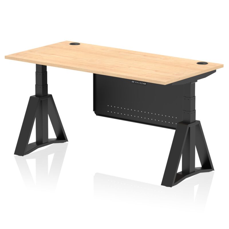 Breeze Height Adjustable Desk With Cable Ports With Steel Modesty Panel With Piste Foot - Image 63