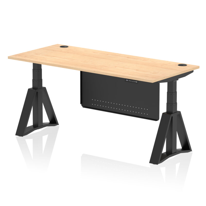 Breeze Height Adjustable Desk With Cable Ports With Steel Modesty Panel With Piste Foot - Image 64