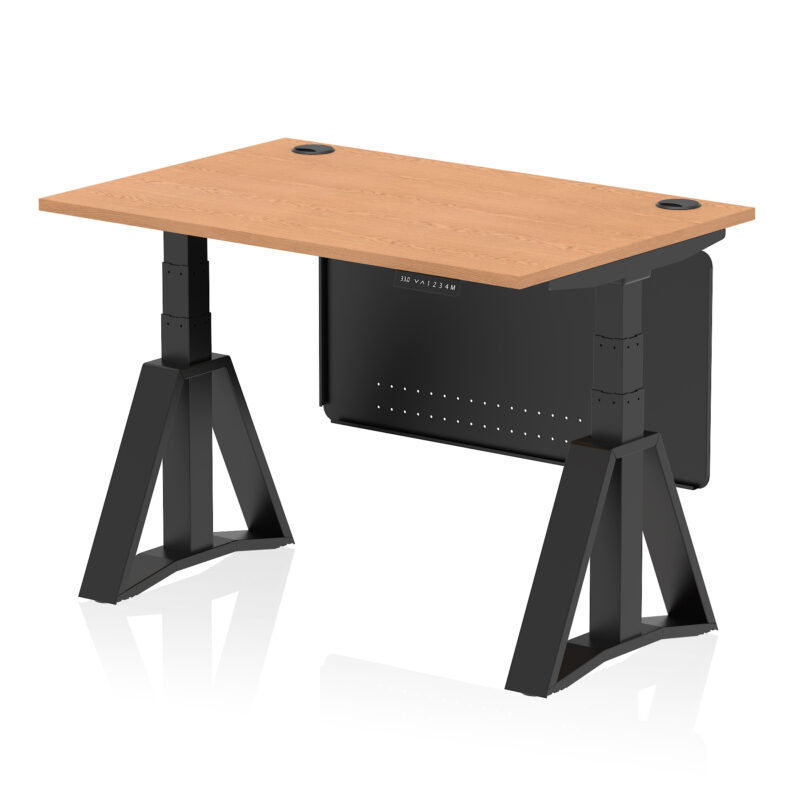 Breeze Height Adjustable Desk With Cable Ports With Steel Modesty Panel With Piste Foot - Image 65