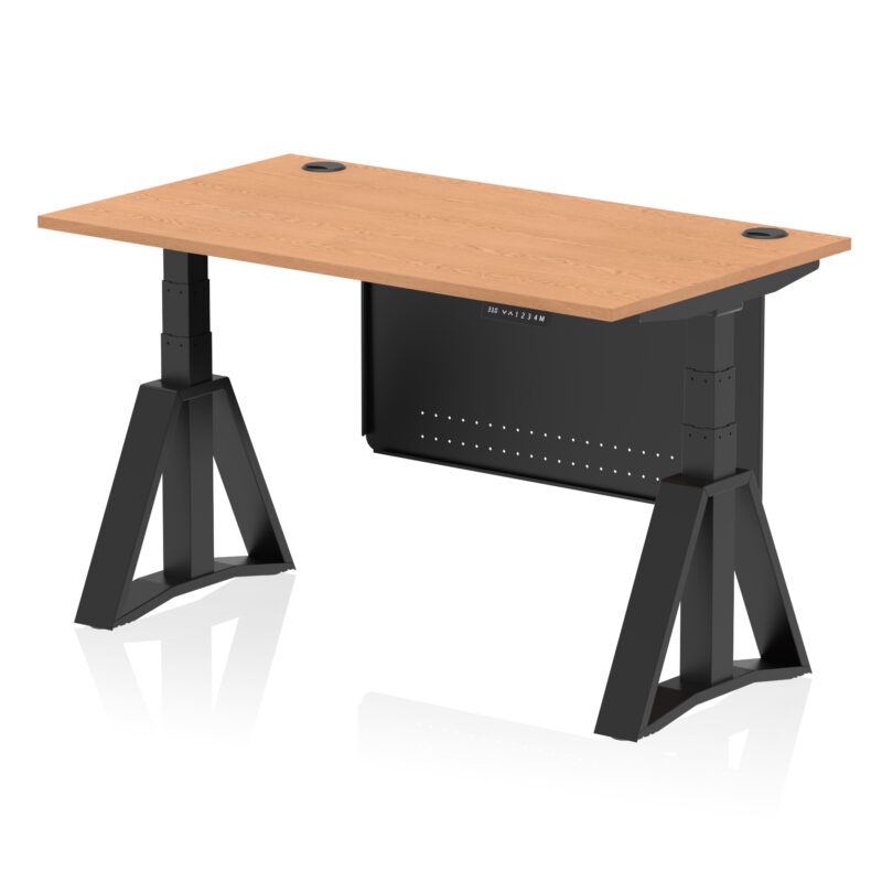 Breeze Height Adjustable Desk With Cable Ports With Steel Modesty Panel With Piste Foot - Image 66