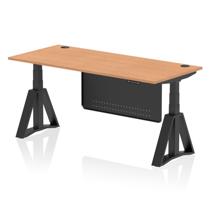 Breeze Height Adjustable Desk With Cable Ports With Steel Modesty Panel With Piste Foot - Image 68