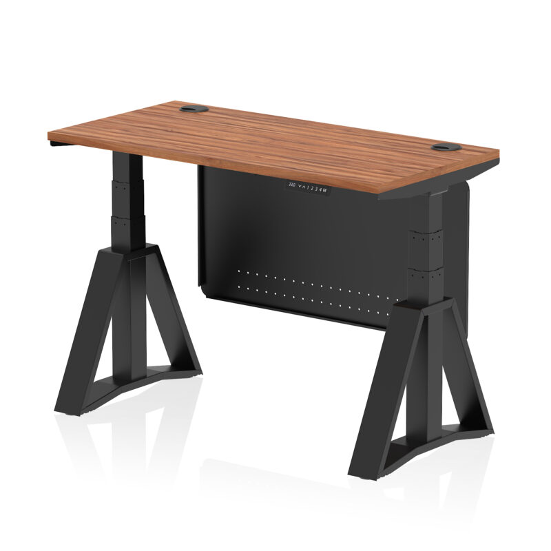 Breeze Height Adjustable Slimline Desk With Cable Ports With Steel Modesty Panel With Piste Foot - Image 53