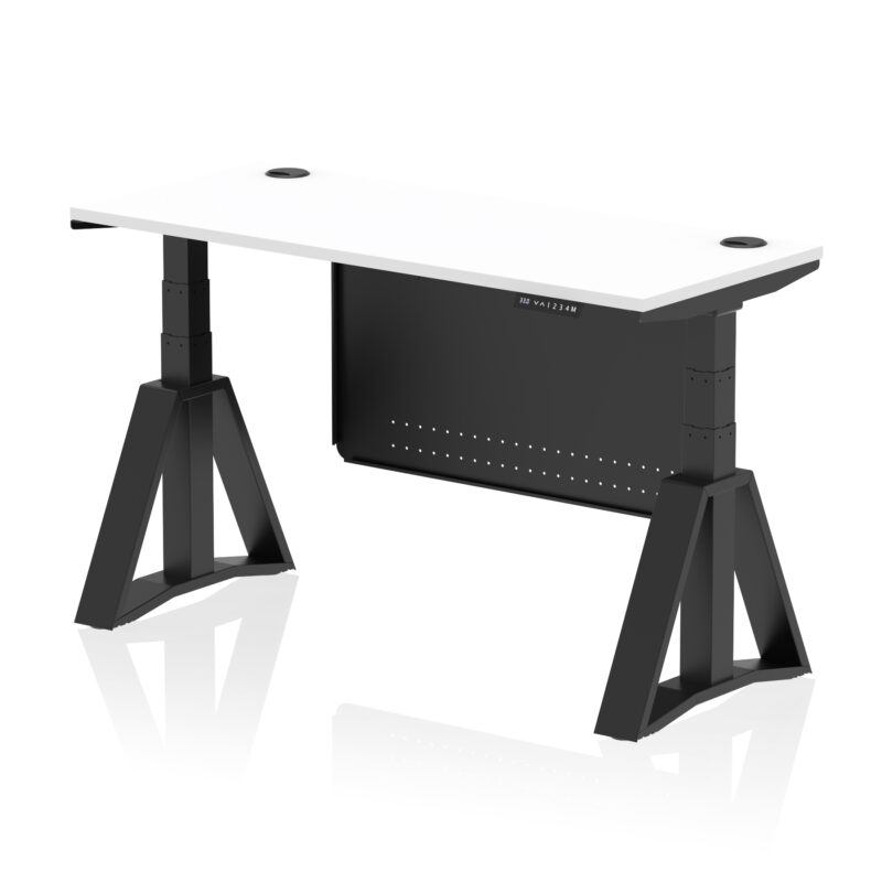 Breeze Height Adjustable Slimline Desk With Cable Ports With Steel Modesty Panel With Piste Foot - Image 58