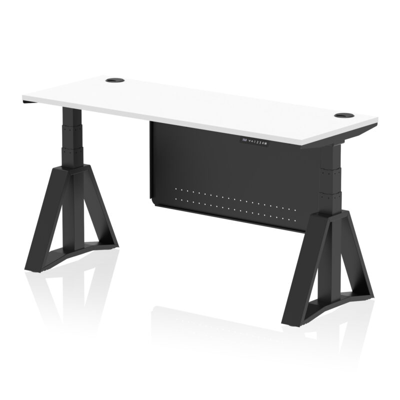 Breeze Height Adjustable Slimline Desk With Cable Ports With Steel Modesty Panel With Piste Foot - Image 59